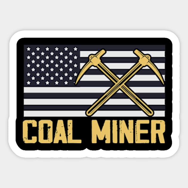 Coal Miner Flag American Patriotic Distressed Sticker by David Brown